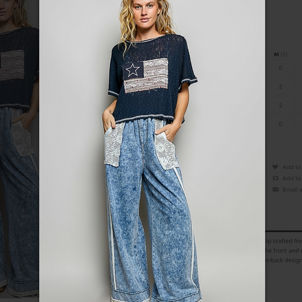 🎉 POL “ PRESLEY 2 “ POL SHORT SLEEVE TOP WITH PATCHWORK DETAIL AND OPEN BACK 42 - Picture 4 of 6